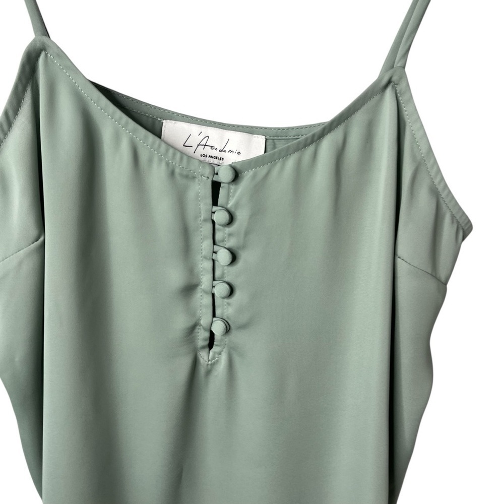 L’Academie The Button Cami Size XS Gray Green Layering - Picture 2 of 6
